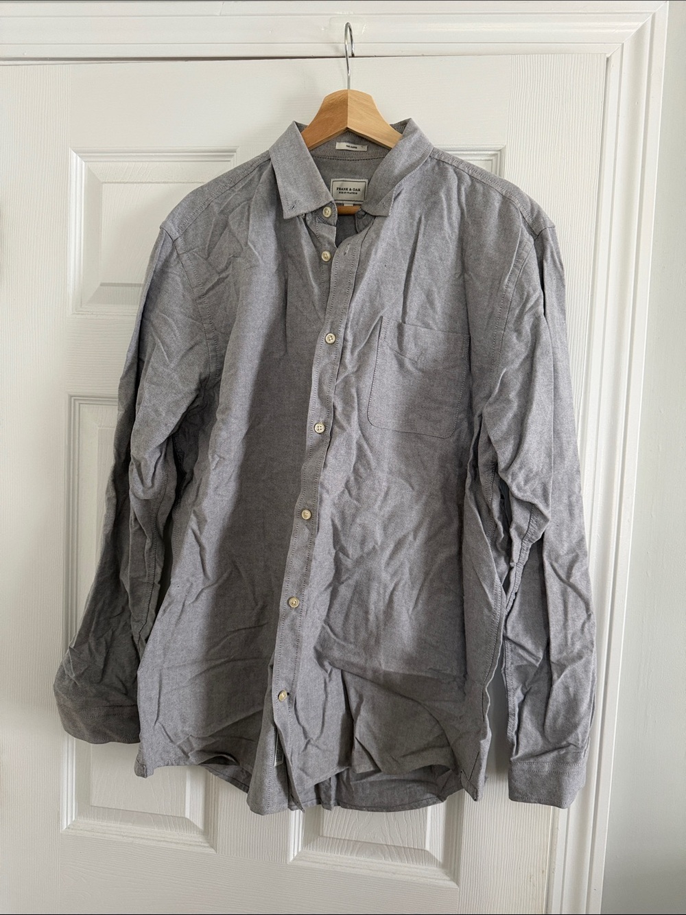 Frank & Oak Men's Gray Long-Sleeve Button-Down Shirt